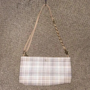 ELLIOT LUCCA-3 Way Demi-Clutch/Shoulder/Crossbody Purse-Sand Plaid-NWOT